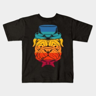 Dog Pug Retro Hat Kids T-Shirt